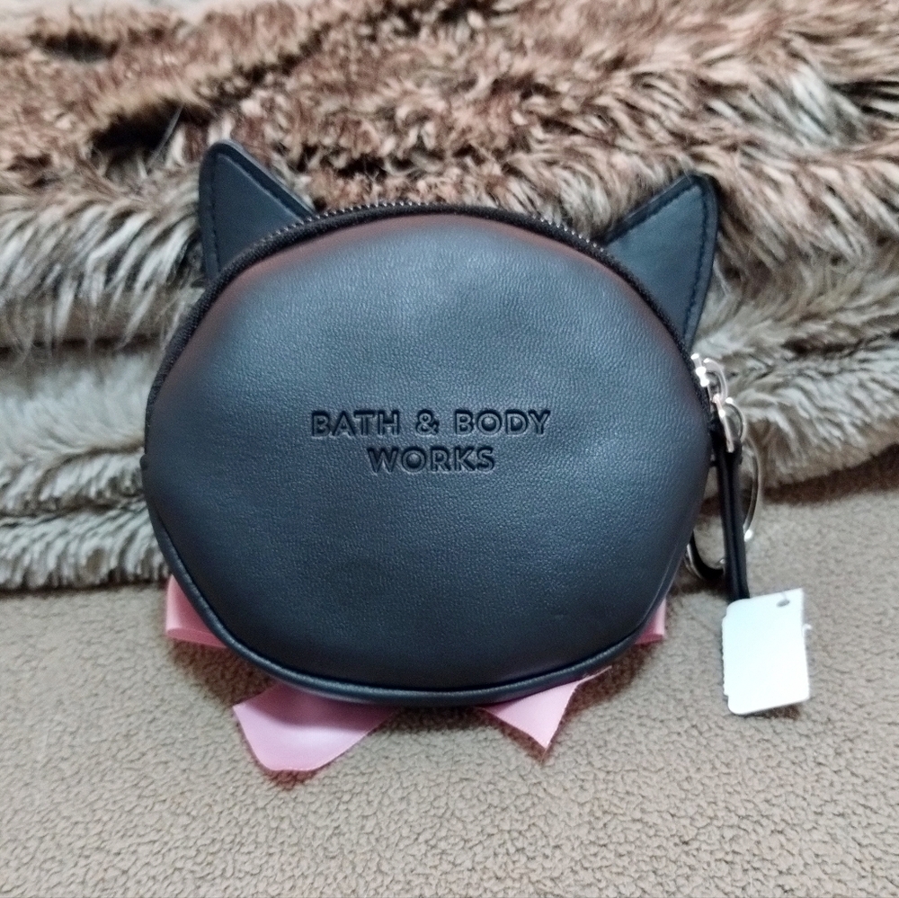 Bath & Body Works Halloween Collection Black Cat Mini Purse with Pink Bow - Picture 2 of 6